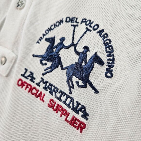 Vintage La Martina Maserati Polo Shirt Official Merchandise White 2004 Mens Sz M - Picture 3 of 14